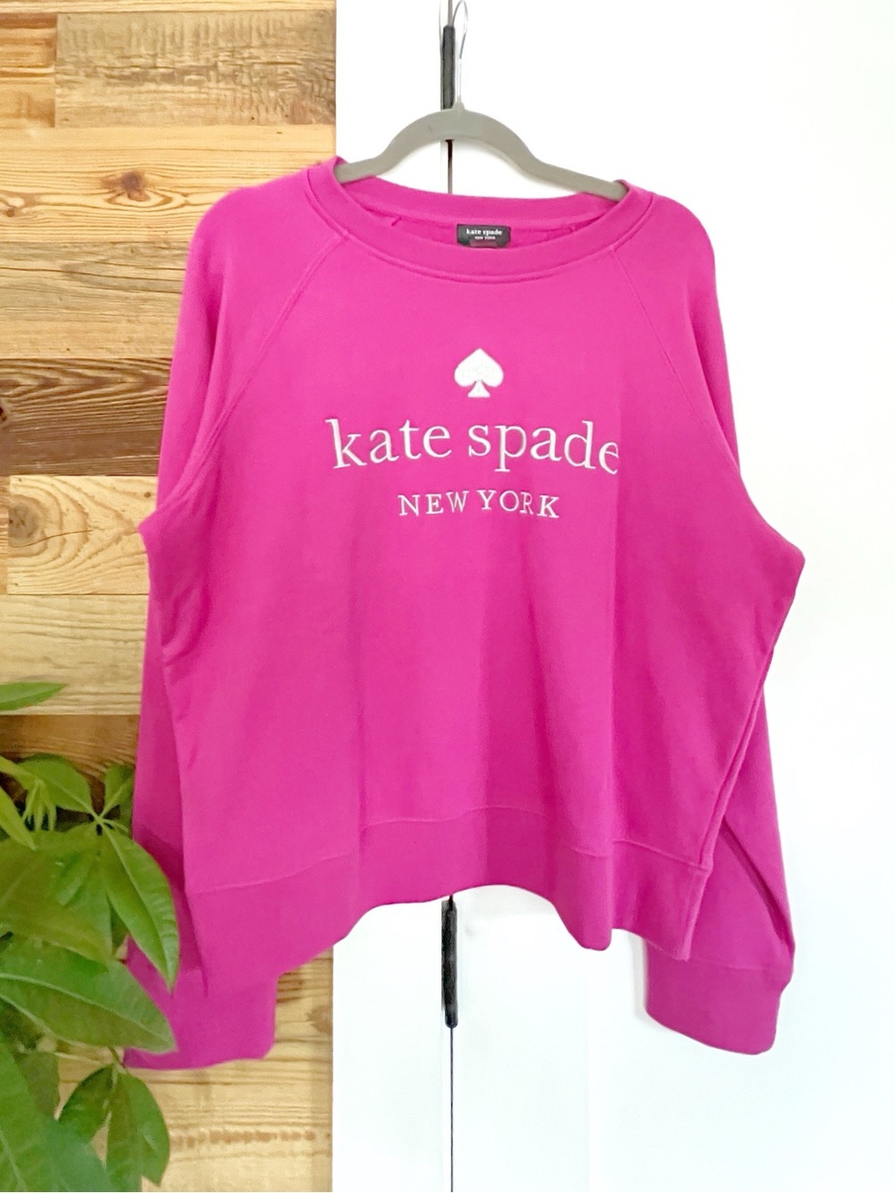 Kate Spade Embroidered Logo Sweatshirt Hot Pink Large - Picture 3 of 5